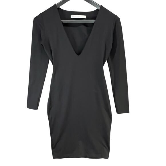 Susana Monaco Revolve V Neck Fitted Dress XS Black Stretch Bodycon Cocktail LBD - Picture 3 of 14